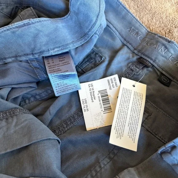 American Eagle Dreamy Drape SuperHigh Rise Baggy WideLeg Cargo Pants Blue 18 34W - Picture 10 of 11